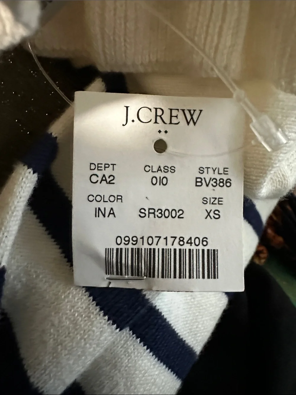 J. Crew Cream and Navy Striped Ruffleneck Sweater NWT XS